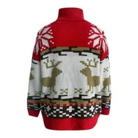 Ženska visina o vratu Snowflake Božićne Xmas pulover džemper plemen vrhovi bluza džemperi za žene pulover