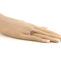Gem Stone King 18K žuti pozlaćeni srebrni prsten Perzijski plavi moissanite moissine ružičasti