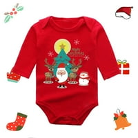 Xmas Baby Boys Girls Pismo Slatko crtani dugi rukav rukav rub Outfit Božićna odjeća za 0 mjeseci