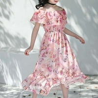 TODDLER Baby Girl Haljina kratkih rukava Mini haljina Ležerne prilike ružičaste 140