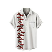 Dugme Down Majice za muškarce Havajski labavi fit gljive Ispiši košulje od kratkih rukava s džepom Casual