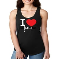 Junior's I Love Isus H Black Racerback Tank TOP X-Large