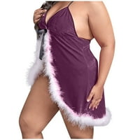 Flash prodaja Himeway Ženska zavodljiva donje rublje Božićna haljina Flannel Plish Sling Nightdress