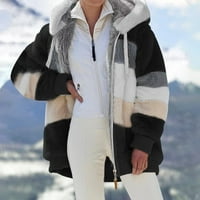 Kali_store jakna Ženska modna ženska kaput jakna Sherpa Fuzzy Shearling rever patentni zatvarač casual
