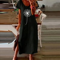 Ženska casual haljina - Shift haljina Crew Crt Comfy Funny Haljina tiskana kratka rukava Midi haljina