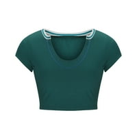 Zunfeo vrhovi bez rukava za žene - modni casual V-izrez kratki rukav seksi bluze zelene s
