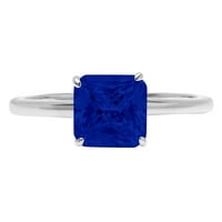 1.0ct Asscher Cut plavi simulirani plavi safir 18k bijelo zlato Graviranje Izjava Godišnjica Angažovanosti