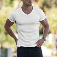 Muška modna majica Workout Mišićne košulje V izrez Solid boja Majica dugih rukava s dugim rukavima dugih
