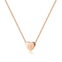 Sićušno srce inicijalno ogrlica - bijelo pozlaćeno srebrno sitno maleno srce abecede Početna ogrlica