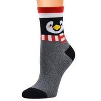 Shiusina Socks ženske tople čarape Pamučni božićni uzorak udobne xmas čarape sive