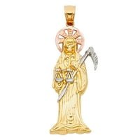 14k tri-boja Gold Santa Muerte Privjesak