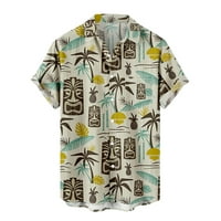 Muški ljetni plus veličina modna bluza Havajski vintage stil palmen tiskani tasteri s kratkim rukavima