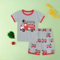 Crtani automobil Ispis dječjeg dva kompleta majica za dječake sa kratkim rukavima i kratkim kratkim