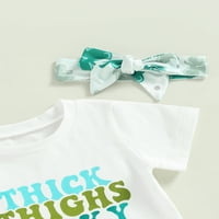 Calsunbaby St. Patrick's Day Newborn Baby Girls Ljetna odjeća odijela T-majice djeteta kratke hlače