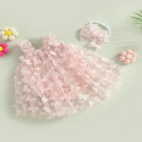 Nituyy Baby Girls Ljetne odjeće, 3D butveless 3D leptir Tulle Bodysuit + Podesite trake za glavu