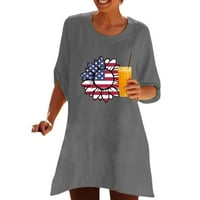 JSAierl pamučne majice za žene Ljeto Ležerne prilike kratkih rukava Labavi fit print Crew Crt Majice