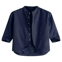 Avamo Muškarci Tipka za majicu Tors Striped Ljetne košulje Redovna Fit Majica Casual Office Bluza Dark