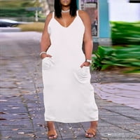 Qazqa ženski modni casual o izrez bez rukava s dugim maxi haljinama bijeli xxxxl