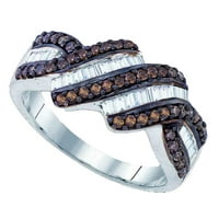 Sterling srebrni okrugli smeđi dijamantski prugasti prsten CTTW