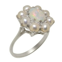 Britanci napravio 9k bijeli zlatni prirodni Opal i kultivirani biserni ženski prsten - Opcije veličine