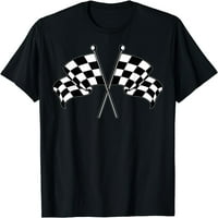 Car Racing Checkired finična linija zastava automobila Motorna majica Crna 3x-velika