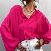 Ženska haljina Proljeće ljeto Leter The Class V-izrez Loose Casual Top Top Hot Pink L l