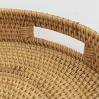 Rattan okrugla ladica za posluživanje, ručno tkano košara za posluživanje sa reznim ručicama, pletene