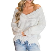 Dukseri pulover za žene Ženske ležerne pletene džemper s dugim rukavima džemper za bluzu