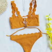 Seksi bikini plaža Ženska tropsko kupaći kostim Halter Top Push Up Underwire Bra Thong Bikini Set High Cut Thong kupaći odjevanje