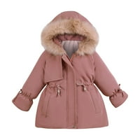 Dječje djevojčice slatka modna modna solidna boja zimska kapuljača drži toplu pamučnu odjeću gustu kaput