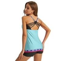 Asdoklhq kupaći kupaći kostimi za žene plus, žene plus veličine Ispis Strappy Back Tankini set dva kupaća