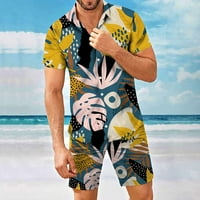 Muški havajski setovi casual gumb prema dolje odijelo cvjetno uzork od tiskane ljetne košulje za odmor,