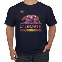 Kalifornija Republička Republika Beat Logo Retro Mandala Mozaik Ljubav životinja Muška grafička majica,