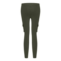 Teretne pantalone za žene, više džepova casual elastične struine pantalone Workout Hlače Čvrsto opsebljeni
