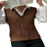 Ženski džemper prsluci Ležerne prilične prugaste kafe s smećem s