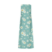 Dyegold sandresses za ženska ležerna plaža - duge haljine za žene V-izrez bez rukava plus cvjetni print