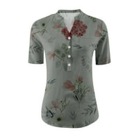 Cvjetni tipki za ispis niz košulje za žene V izreznog bluza za oblaganje Ljetni labavi povremeni poslovni
