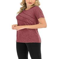 NOILLA DA LIES WorkOut Top Crew Crt Majica Swing Hem Tee Women Activewear Bluza Čvrsta boja crvena L