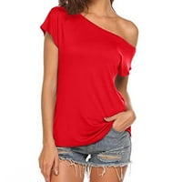 TOYFUNNY Ženska ležerna na ramena Tors s kratkim rukavima majica Labava ljetna bluza