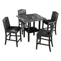Moderna crna FAU kožna kuhinjska stolica za ručavanje sa stolom za objedovanje sa policama za pohranu