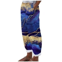 Obrezane hlače za žene pamučne posteljine široke noge Ljetni pant dame plaža elastična struka baggy