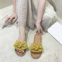 DMQupv Fuzzy papuče za žene sa remenom ravne modne i bowknot ženske cipele za žene ženske papučene snježne