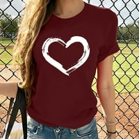 Žene ljetne vrhove kratkih rukava Crewneck Ispis u obliku srca, majica za bluza