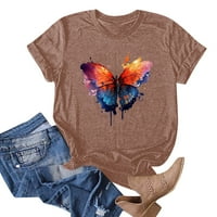 Cleance! TOFOTL Ljetna majica kratkih rukava za žene modni leptir Print casual crewneck pulover bluze