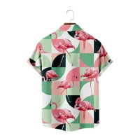 Životinje Flamingo Muški prugasti kratki rukav pravi stabilni poplinski gumb niz majice