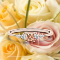 Minimalistički Prsten 0. Karatni princezoni morgatit i dijamantski movali zaručni prsten, nježan vjenčani