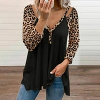 Košulje za žene Dressing Ležerne prilike, Ležerne prilike Leopard Print Dugi rukav V-izrez Dugmas Majica