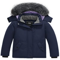 Djevojčini puffer kaputir jakna s kapuljačom toplo quilted zimski kaput mornarsko plavo 10 12