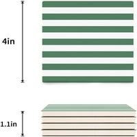 Zeleni i bijeli prugasti set za piće za piće, upijajući keramički kamen podmetači za čaše sa pluta bazom