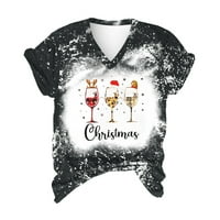 Clearry Merry Božićne košulje Žene Buffalo Plaid Tree Shirt Majica TOP Okrugli vrat Casual Bluze s kratkim rukavima Slatka grafička majica